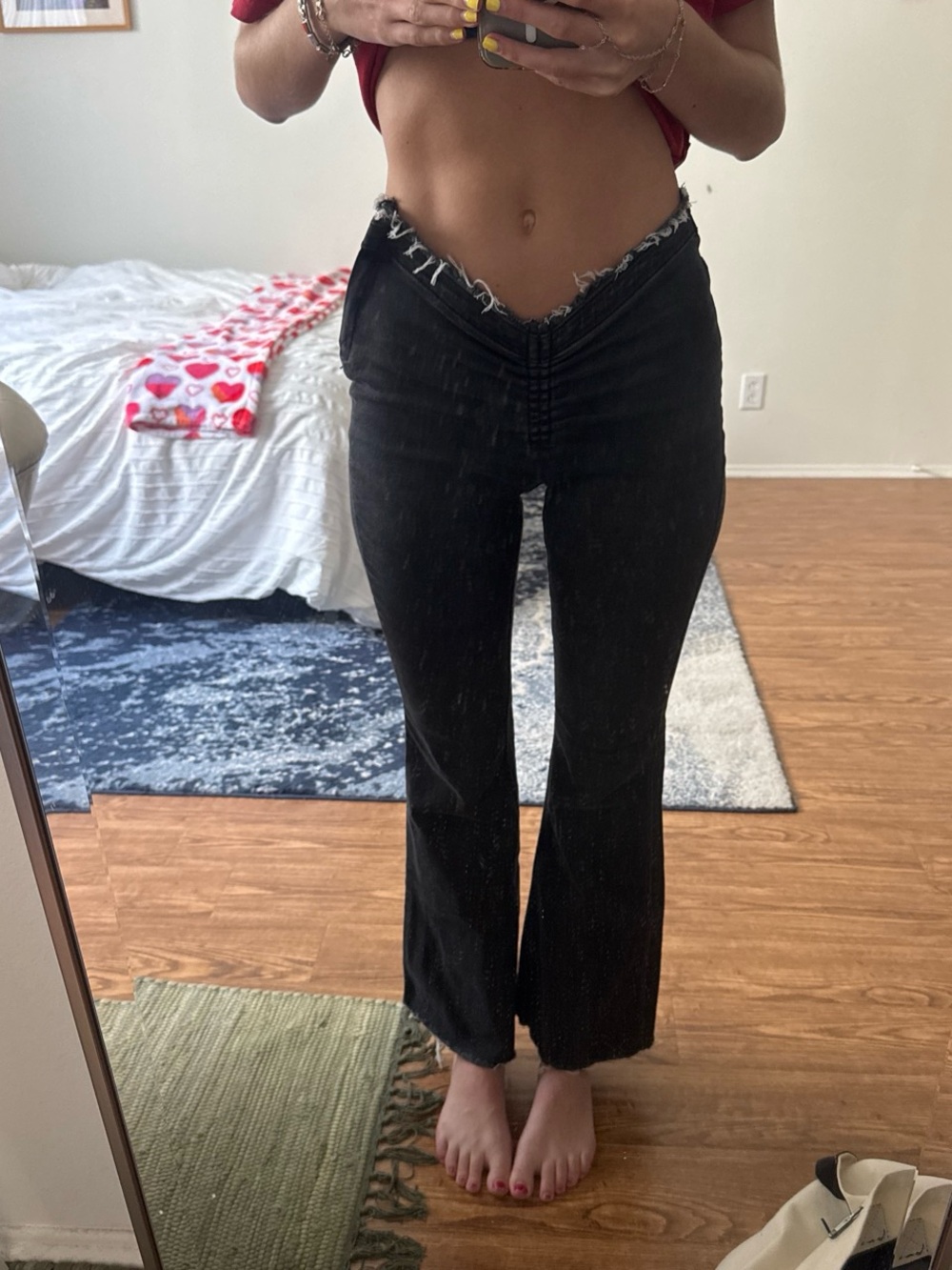 Urban outfitters Black High-Rise Frayed V-Waist Women's Jeans